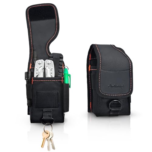 Multitool Holster Sheath with Belt Clip | Small Multi-Pocket EDC Tool Pouch, Compatible with Leatherman Wave+, Tactical Tool Organizer for Camping, Work, Men