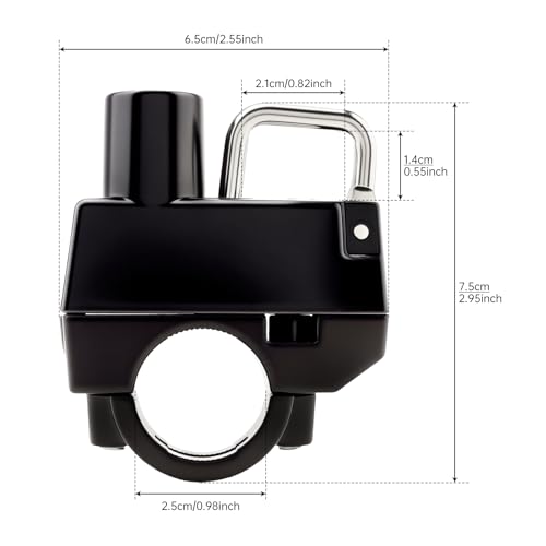 Windance 2Pack Motorcycle Helmet Lock Keyed Alike, Anti Theft Security Lock Helmet Holder Hook for 7/8" 22mm Handlebar otorbike Bike Frame Tube Bumper Luggage Rack (2)