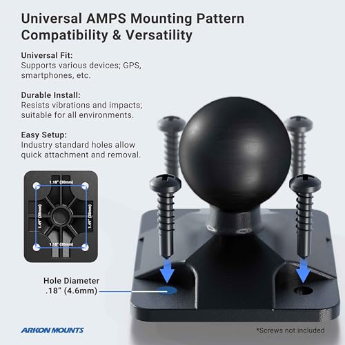 ARKON Mounts - Car Phone Holder | Secure Grip | Heavy Duty | Drill Base Car Phone Mount | Spring-loaded holder expands up to 7.25 inches | For iPhone, Samsung, Google, Nokia, and other Smartphones