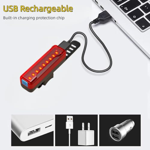 2 Pack LED Bike Tail Light,1200mAh Runtime 50 Hours,USB Rechargeable Bicycle Rear Light,IPX5 Waterproof,5 Light Modes for Adults Kids Men Women Road Mountain