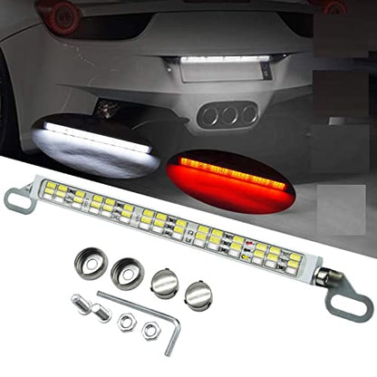 Rear License Plate Frame LED Light Bar - 7.41 Inch 45x5630SMD Chips White & Red for Cars SUVs Trucks RVs - All-in-One With Brake Lights - 1-Pack