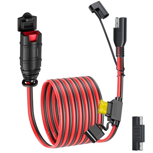 SAE Extension Cord Compatible with NOCO Genius Smart Battery Chargers, 16AWG SAE Adapter with 20A Fuse Waterproof Plugs, SAE Connector Cable for Motorcycle/ATV/UTV/Auto/Car (5FT) - size: 5FT