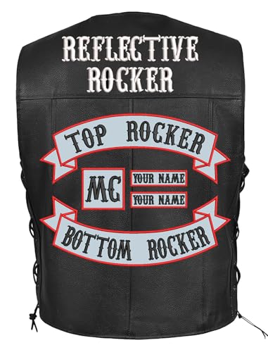 5Pcs Custom Biker Embroider Patches Personalized Rocker Patch Rider Motorcycle Patches Back Name Patch for Vest Jacket Multiple Sizes and Colors (Streamer/Reflective) - color: streamer/Reflective