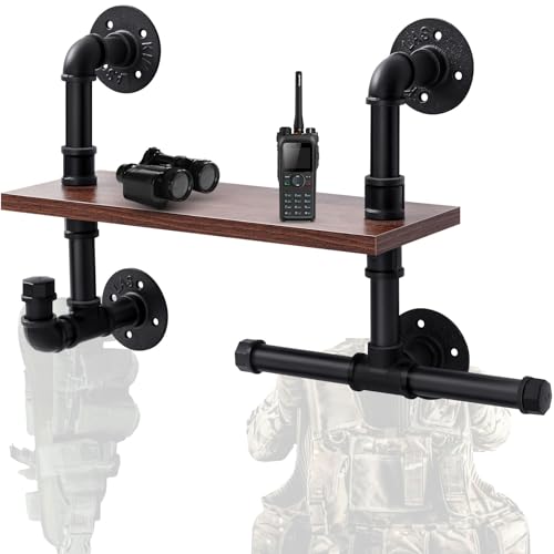Sliner Heavy Duty Tactical Gear Rack Wall Mount Police Vest Hanger Plate Carrier Stand Multifunctional Storage Rack Display Stand for Helmet, Belt, Football Suit for Motorcycle, Cycling