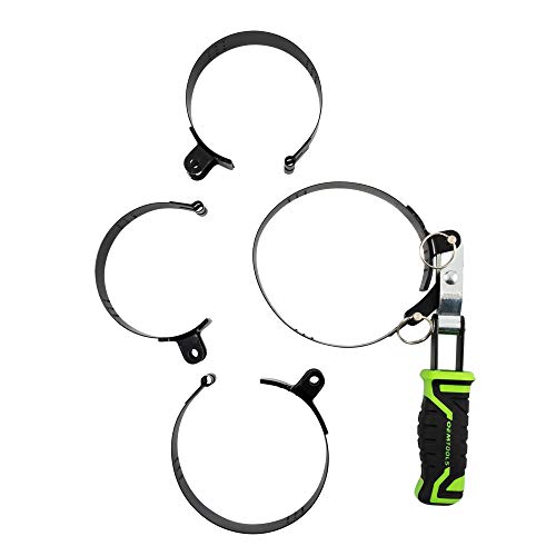 OEMTOOLS 87116 4-in-1 Swivel Oil Filter Wrench, Oil Filter Wrench Set Heavy Duty, Fits Filters Sized 2-3/8" to 4-3/8" in Diameter, Green and Black - size: 2-3/8" - 4-3/8"