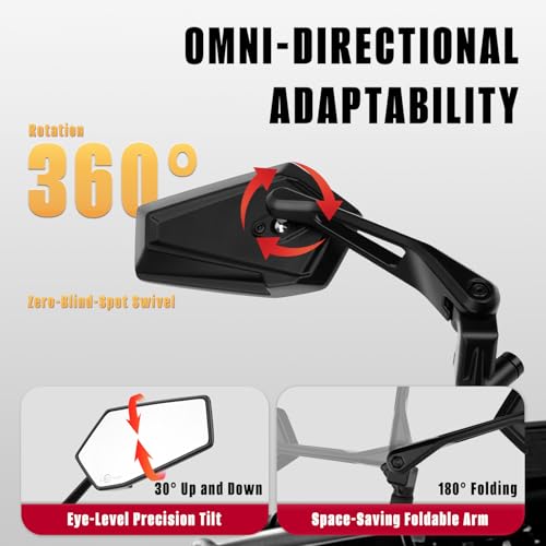 Motorcycle Mirrors For Handlebars With Phone Mount, Impact-Resistant ATV Mirrors, Adjustable Universal Rear View Mirrors Compatible With Honda Yamaha Suzuki Kawasaki E-Bike ATV Mopeds Scooter Cruiser