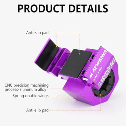 Bike Handlebar Mounts for 4.5-7.4 Phones (Purple) | 360 Degrees Rotate Aluminum Alloy Frame Half-Enclosure Design - color: Purple