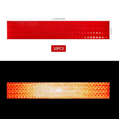Flexible Crystal Lattice Reflective Tape 2" x 11.8" -10 Pcs Waterproof Outdoor Safety Warning Tape Conspicuity Strong Adhesive Reflector for Bike, Motorcycle, Safety Bollard