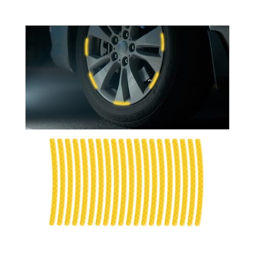 20PCS Reflective Car Wheel Decorative Stripe Stickers, Fluorescent Auto Night Safety Warning Sticker, Anti Scratch Waterproof Wheel Rims Tape Decal, Universal Vehicle Accessories (Yellow) - color: Yellow