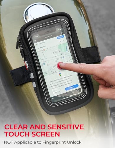 KEMIMOTO Magnetic Motorcycle Phone Case Tank Bag Phone Holder Water-Resistant Breathable Gas Small Phone Bag Case Adjustable Angle Touch Screen Cell Phone Mount Universal up to 6.3 Inch Black