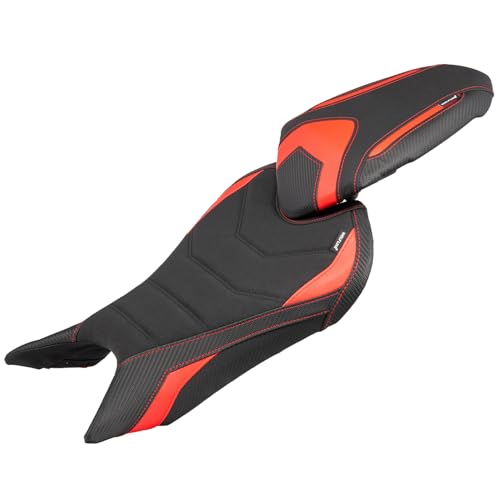 Motorcycle Rider & Passenger Seat Fit for Triumph Street Triple 765 R/RS 2023 2024 2025 2026, Leather Front Rear Saddle Solo Cushion Pillion Pad, Red - color: Red - Front & Rear