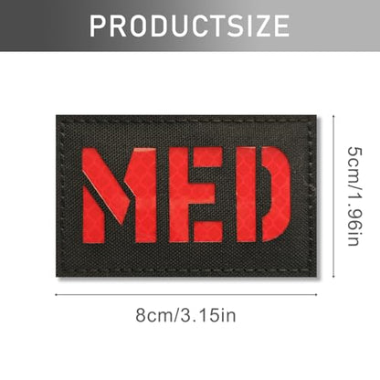 Reflective MED Patches,Medical Red Cross Morale Hook and Loop Badge First Aid Patches for IFAK Trauma Pouch, EMT, EMS, EDC Bag/2Pcs - color: MED