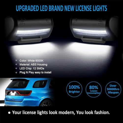 Bestview LED License Plate Lights Assembly Housing Compatible with Ford Transit MK5 MK6 MK7 1985-2014, 6000K White 2-Pieces - color: for 1985-2014 Ford Transit