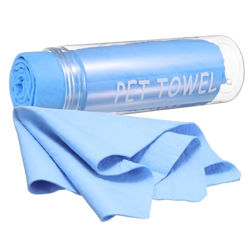HARFINGTON Car Premium Shammy Cloth 26" x 16.9" PVA Chamois Wash Drying Towel Ultra Absorbent No Scratches in PET Bucket for Cars Motorcycles Mirrors Glass Countertops Phone Laptop, Blue - color: Blue