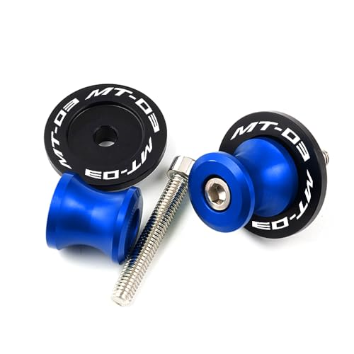 MOWOK Fit For YAMAHA MT-03 MT03 2015 2016 2017 2018 2019 2020 2021 2022 2023 2024 2025 2026 Motorcycle 6MM Swingarm Spools Slider M6 Stand Screws (Blue) - color: blue