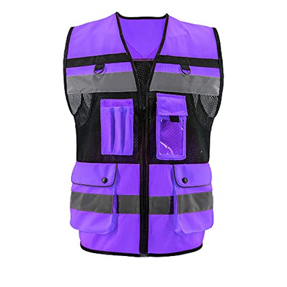 Safety Vest High Visibility Reflective Construction Vest for Men Women - color: Purple, size: 3X-Large