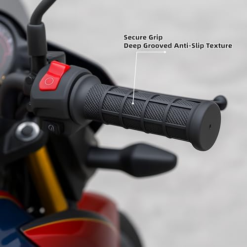 7/8" Dirt Bike Grips for CRF KX KLX YZ YZF RM 125 250 450,Anti-Slip Soft Rubber Handlebar Grips for Pit Bike, Motocross, Off-Road, Mini Bike, 22mm Left / 24mm Right,Black