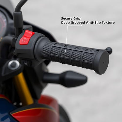 7/8" Dirt Bike Grips for CRF KX KLX YZ YZF RM 125 250 450,Anti-Slip Soft Rubber Handlebar Grips for Pit Bike, Motocross, Off-Road, Mini Bike, 22mm Left / 24mm Right,Black