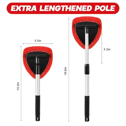 Potchen 8 Pcs Car Windshield Cleaner Tool Kit with Extendable Handle, Microfiber Towel Pads, Brush, Empty Spray Bottle for Auto Glass Wiper Suvs Rvs & Home Windows(Red) - color: Red