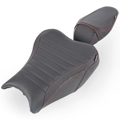Motorcycle Driver Rider Rear Passenger Seat fit for Z900 Z 900 2017 2018 2019 2020 2021 2022 2023 2024 Pressure Relief Soft Pillion Saddle Cushion Pad, Black - color: Front & Rear - Black