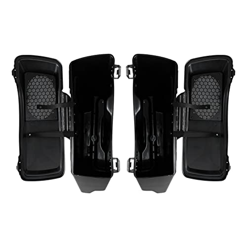 TCMT 5" Stretched Extended Saddlebags 6X9 Speaker Lid Latches Fits For Harley 1994-2013 Touring CVO Road Glide Road King Street Glide Electra Glide Ultra Classic 1994-2013 Vivid Black - color: Vivid Black Black Latches(6x9 Speaker Lid)