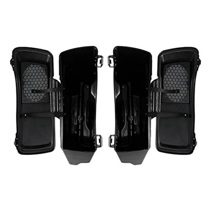 TCMT 5" Stretched Extended Saddlebags 6X9 Speaker Lid Latches Fits For Harley 1994-2013 Touring CVO Road Glide Road King Street Glide Electra Glide Ultra Classic 1994-2013 Vivid Black - color: Vivid Black Black Latches(6x9 Speaker Lid)
