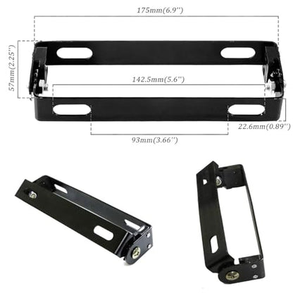 iJDMTOY 180-Degree Angle Adjustable Black Finish Aluminum License Plate Mount Bracket Flipper Compatible with Motorcycle Bike ATV Dirty Bike