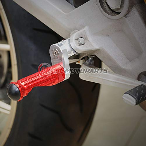 MC MOTOPARTS MPRO Red 25mm Extended Front CNC Footpegs Compatible with YZF R1 00-21 YZF R6 03-19 YZF R1M 15-21 R1S - color: Red, size: 25mm Extension