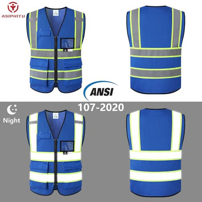 Safety Vest for Men Women Reflective Construction Vest - color: Blue, size: 3X-Large