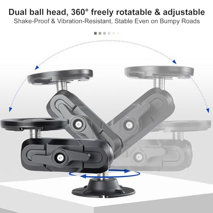 1 Inch Double Socket Arm, Aluminum Alloy Dual Ball Adapter Mount for 25mm Ball Head, Motorcycle Car Phone Action Camera Mount Extension Link