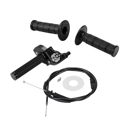 Motorcycle Twist Throttle 7/8" 22mm with Handle Grip Throttle Cable CNC Assembly Universal for CRF KLX SSR TTR DRZ CT200U 125 150 200 250cc Dirt Pit Bike ATV Mini Bike Black - color: black