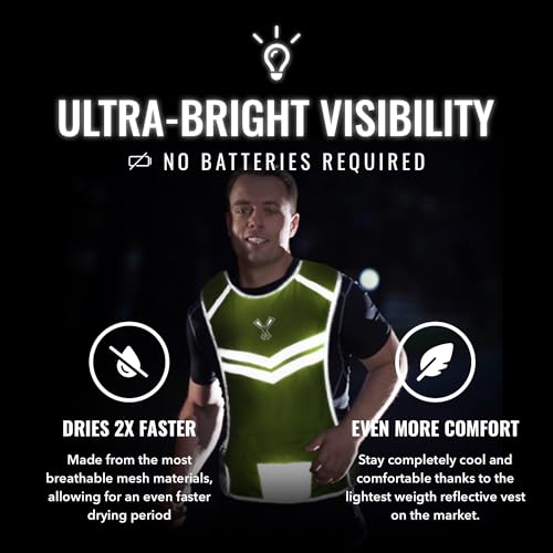 Reflective Running Vest with Pocket & 2 Bands with High visibility for Night Running, Walking & Cycling - color: Yellow, size: X-Large