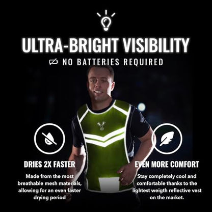 Reflective Running Vest with Pocket & 2 Bands with High visibility for Night Running, Walking & Cycling - color: Yellow, size: X-Large