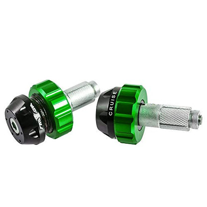 Throttle Lock Cruise Control Grip Ends Handlebar Plugs Sliders for 22mm Motorcycle Handlebar with 14mm/18mm Inner Diameter or with M6 Screw Holes (Green) - color: Green