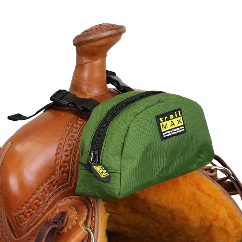TrailMax Pommel Pocket – Compact Saddle Horn Storage Pouch for Trail Riding – Secure Front Saddle Bag for Phone, Snacks & Small Gear – Durable All-Weather Construction – Easy Access - color: Olive