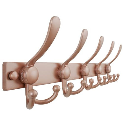 Dseap Coat Rack Wall Mount, Heavy Duty 12-Gauge Base vs Flimsy 1mm, Double-Thick Solid Anti-Snap Hooks, 16” Stud-Mount, Stainless Steel Hanger for Clothes Hat Entryway Closet Mudroom, Rose Gold - color: Rose Gold, size: L=17" (1pcs)