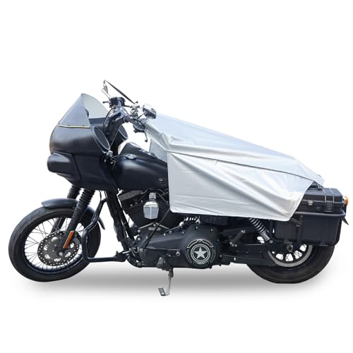 Motorcycle Seat Cover Sun Protection Cover Lightweight Half Covers Outdoor Sun Dust Covers UV Protection for Most Motorcycles Full Dress Touring Cruiser - Silver M - color: Silver, size: M