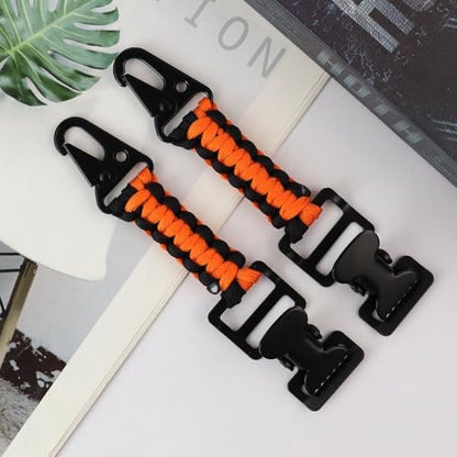 2PCS Heavy Duty Glove Holder with Metal Alligator Glove Clip for Duty Belt, Firefighter, Hiking, Rescue - color: Black & Orange