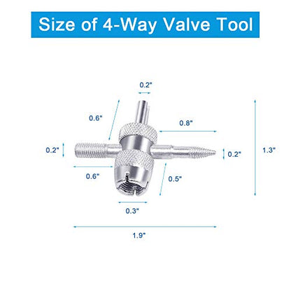 Riseuvo 6Pcs Tire Valve Stem Removal Tool - Single and Double Heads Valve Core Remover, 4-Way Valve Tool Great Tire Repair Tool, 10pcs Valve Stem Caps, 20pcs Valve Stem Core