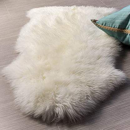 Premium Genuine Fur Sheepskin Rug - Real N.Z. 100% Sheepskin Natural Luxury Fluffy Lambskin Fur Area Rug - Seat Cover for Sofa Chair and Bedroom - 2' W x 3'L - Natural Creamy White Wool - color: Natural (Yellow Undertones), size: 2' x 3' (Natural)