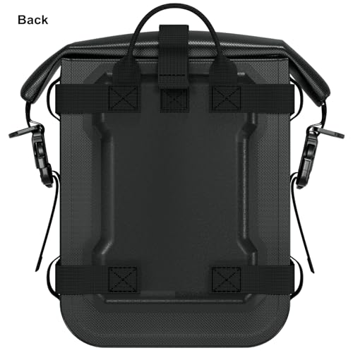 Kewig Full Waterproof Motorcycle Bag for Front Bumper Side Frame Crash Bar, 5.5L TPU Motorcycle Riding Tools Accessories Luggage Bag with Rigid Support & Quick Release Shoulder Strap, Black, 1PC