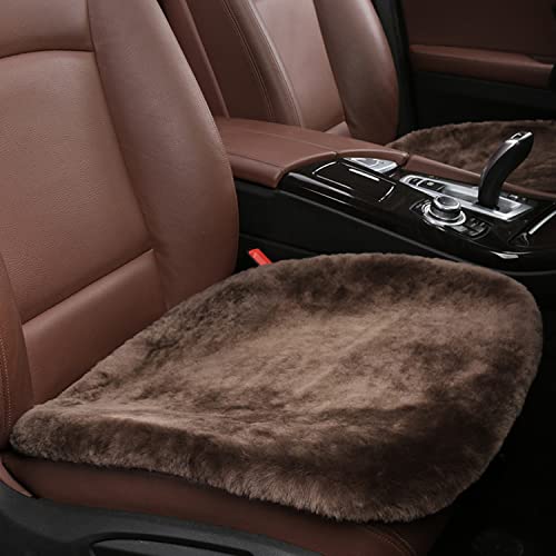 Genuine Sheepskin Car Seat Cushion Natural Fur Wool Seat Cover for Cars Trucks SUV Soft Comfort Office Chair Protector Pad Car Accessories Universal Fit - color: Brown