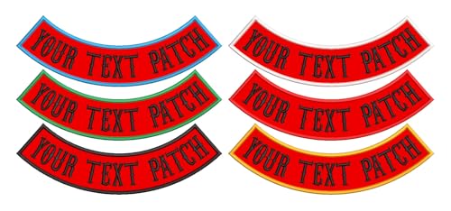 1 Pcs Bottom Patch Custom Embroidered Biker Patches, Personalized Embroidery Rocker Patch Rider Motorcycle Patches for Veterans Vest or Jacket (Red) - color: Red