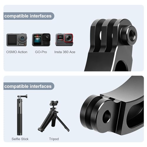 Aluminum Curved Extension Arm (3-inch) for Helmet & Pole Mounts, Metal Stick for GoPro Hero 13/12/11/10/9 Session, Akaso Campark & Other Action Cameras- YD050