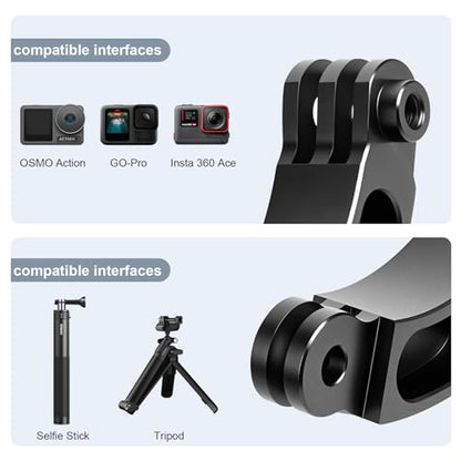 Aluminum Curved Extension Arm (3-inch) for Helmet & Pole Mounts, Metal Stick for GoPro Hero 13/12/11/10/9 Session, Akaso Campark & Other Action Cameras- YD050