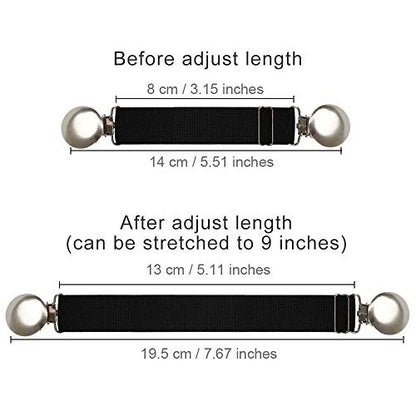Boncas Improved Adjustable Elastic Boot Clips Boot Straps Pant Clips Stirrups Leg Straps Keeping Your Pants Tucked - color: Round 3" -4.7"