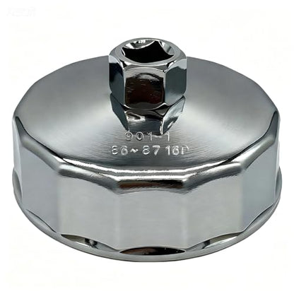 86-87mm Oil Filter Wrench, 16 Flute Wrench & 1/2Inch Square Oil Filter Cap Wrench Removal Tool Socket - size: 87mm 16 Flute