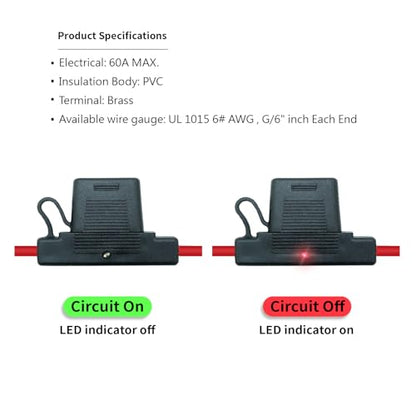 Waterproof in-line Maxi LED Fuse Holder, 8 AWG for Automotive, (2 Pack) Marine Blade Fuse Holder with Waterproof, Golf Cart Lighting, Electrical Circuits - style: LED Maxi