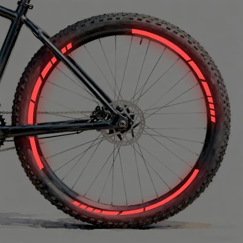 12PCS Reflective Car Wheel Stickers, Night Safety Warning Bicycle Stickers, Anti-Scratch Reflective Rim Decals for Car Motorcycle Cycling Bike (Red) - color: Red