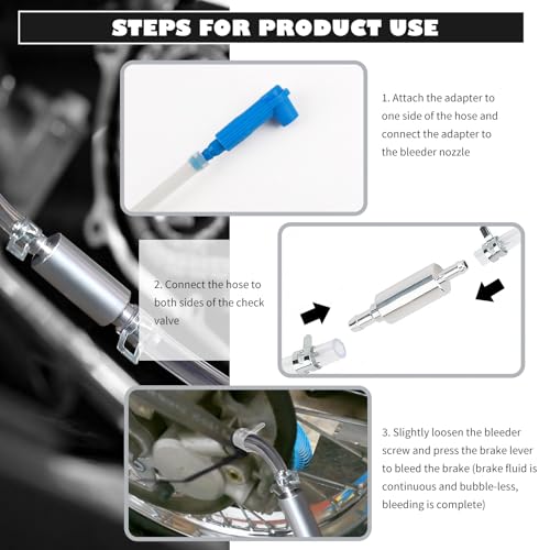 One Man Brake Bleeder Kit,Upgraded Brake Fluid Bleeder Kit with Brakes Bleeders Hose One Way Check Valve/Connector/Cap/Hose,Practical Ones Way Check Valve Brakes Bleeders Kits